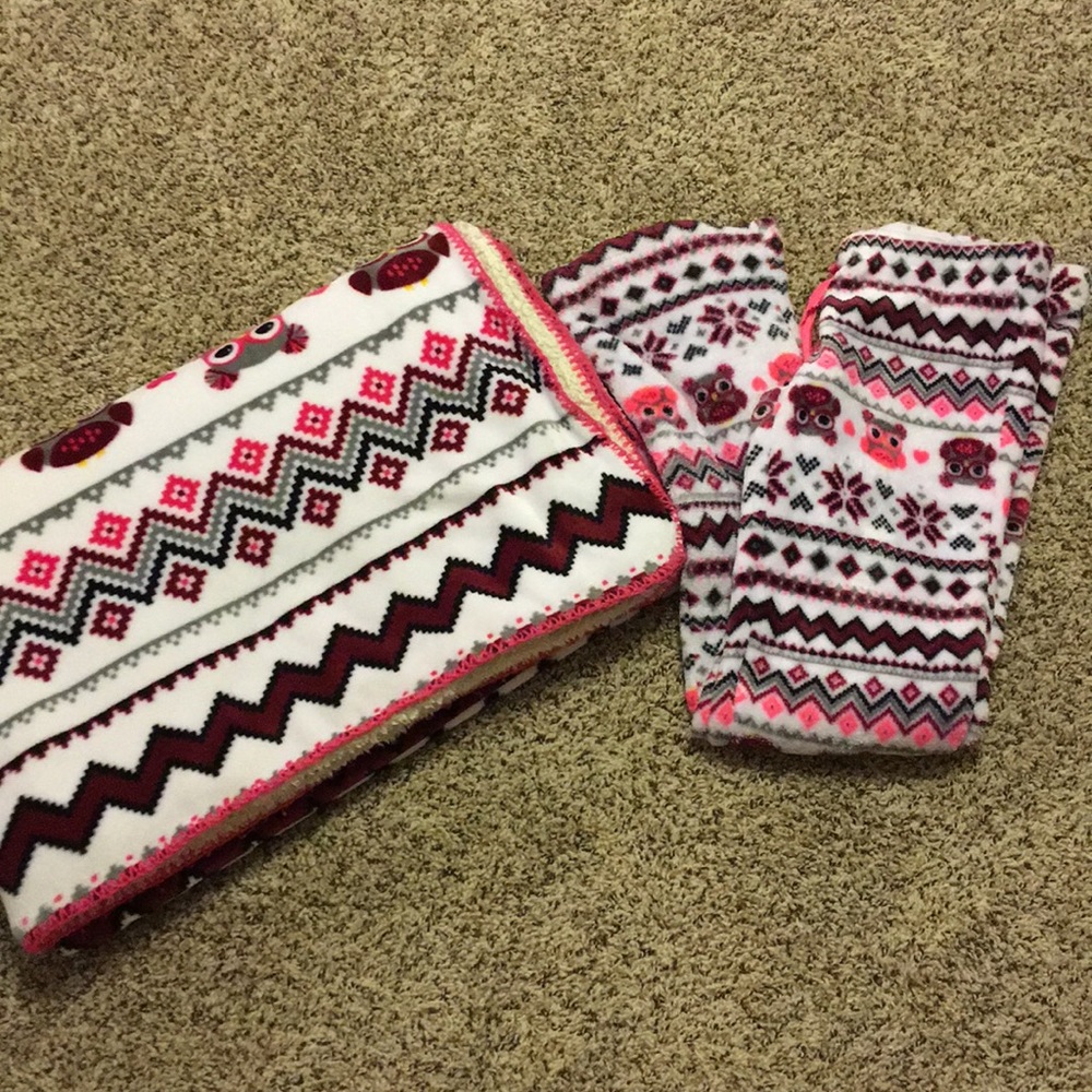 Matching fleece blanket and pj pants